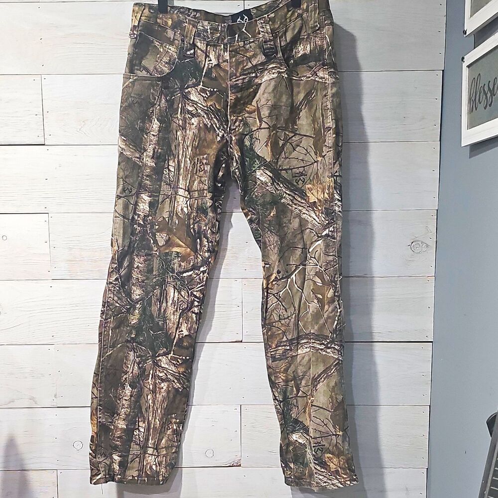 Realtree Men's Camouflage Pants 32x32 Regular Cotton Blend Brown Green Beige